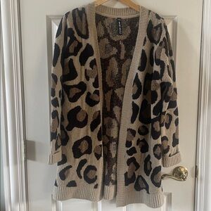 Leopard print cardigan duster